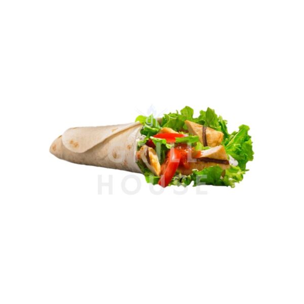 Halal grilled chicken wrap from Grill House Fulham, fresh and flavorful